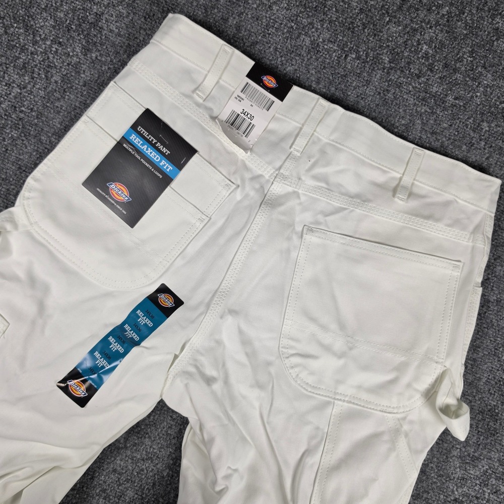 Dickies Utility Painter Pants Mens 34x30 White Relaxed Fit Workwear NWT